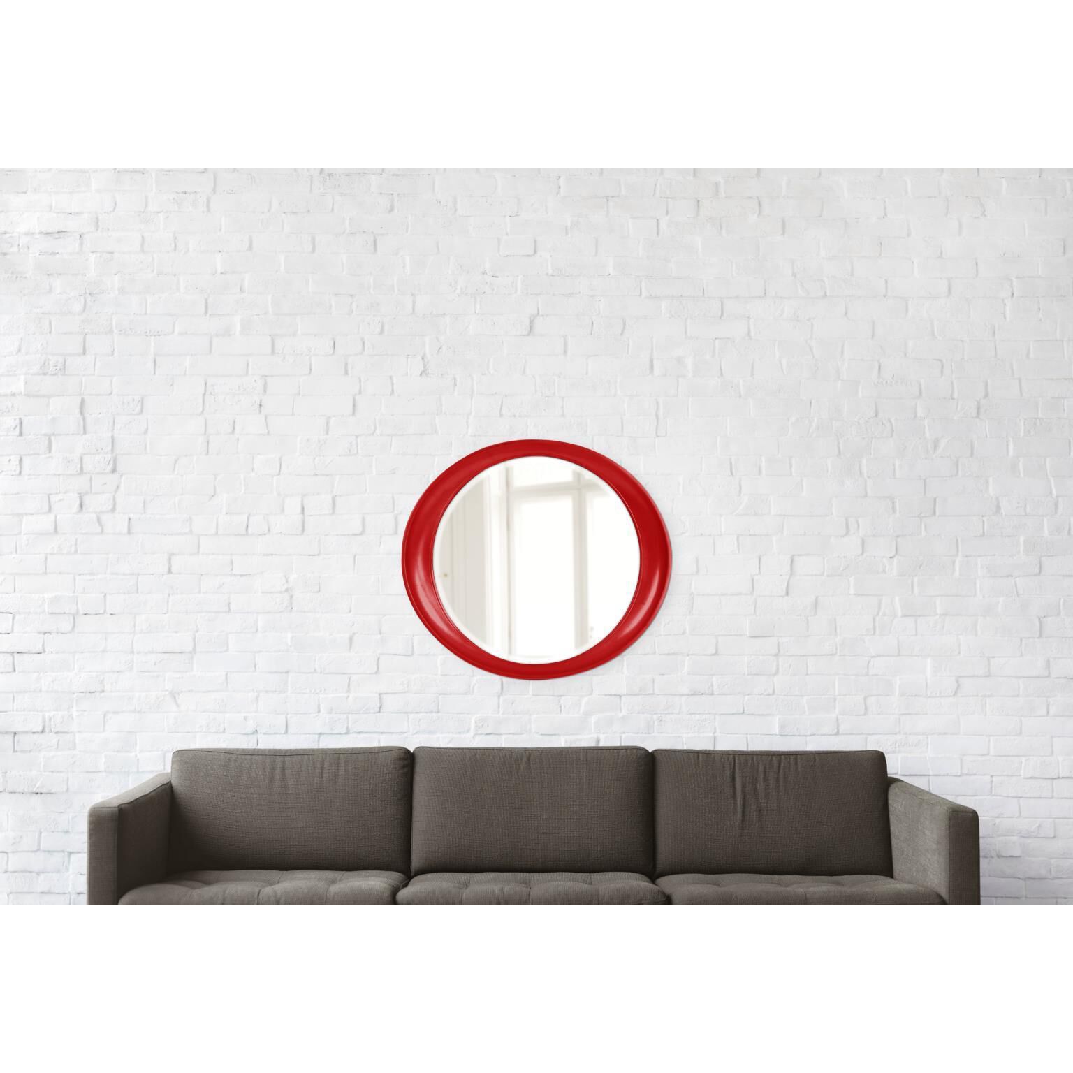 Ellipse 39 X 35 inch Glossy Red Wall Mirror